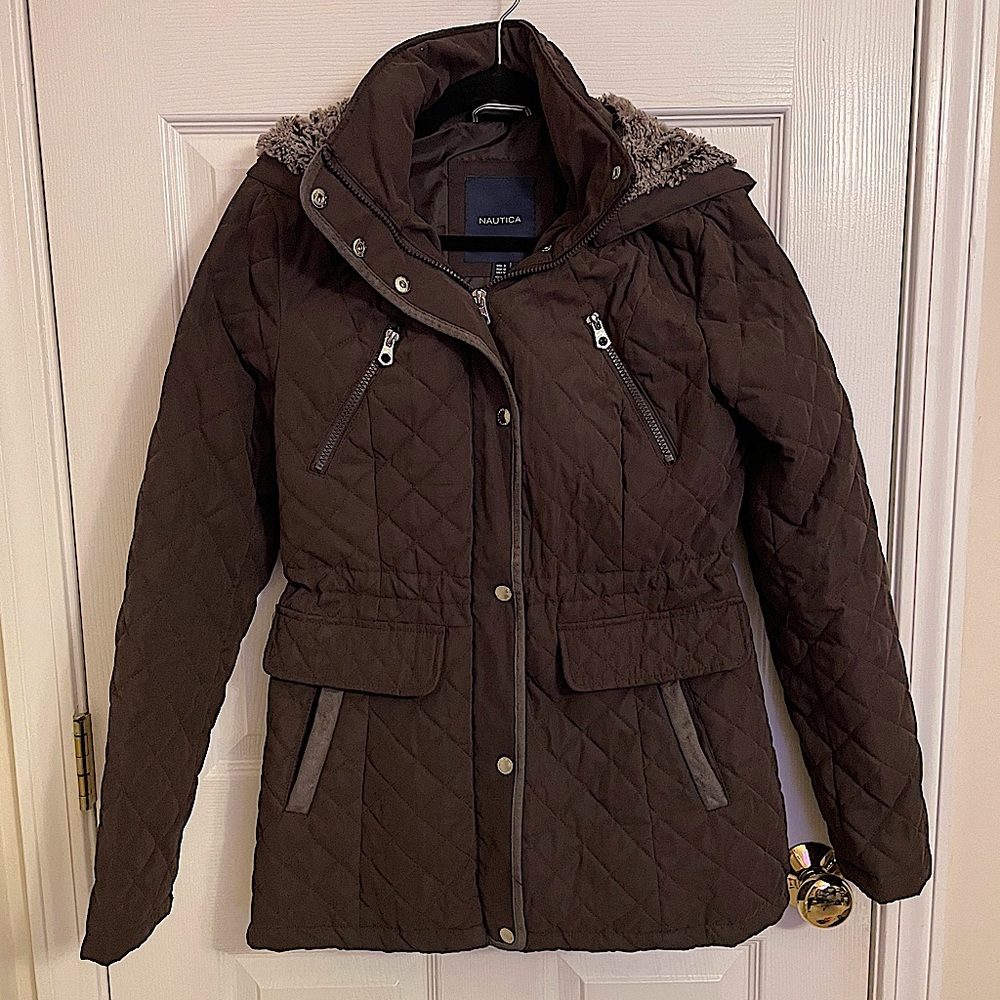 Chocolate Brown Quilted Nautical Jacket